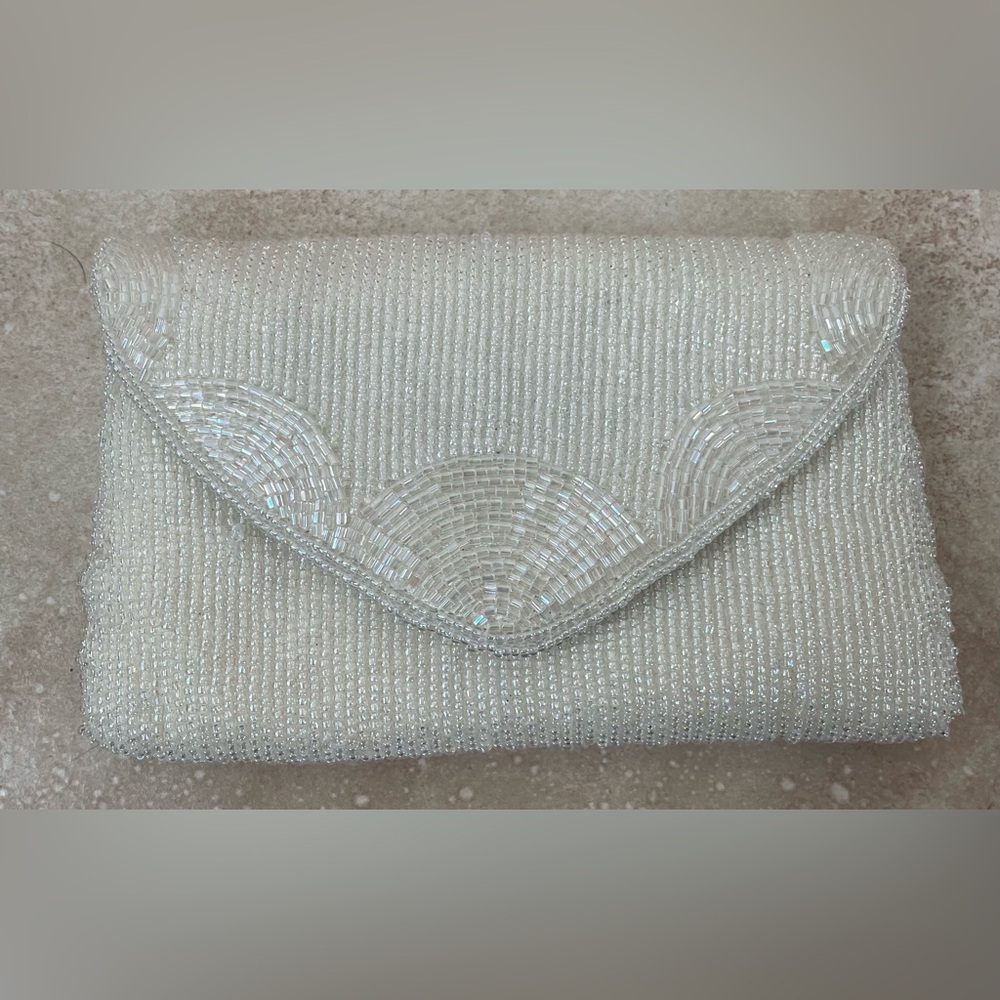 Andre Cellini Vintage White / Cream Beaded Shoulder Bag, Party, Formal, Wedding